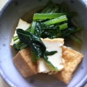 小松菜と厚揚げのピリ辛炒め